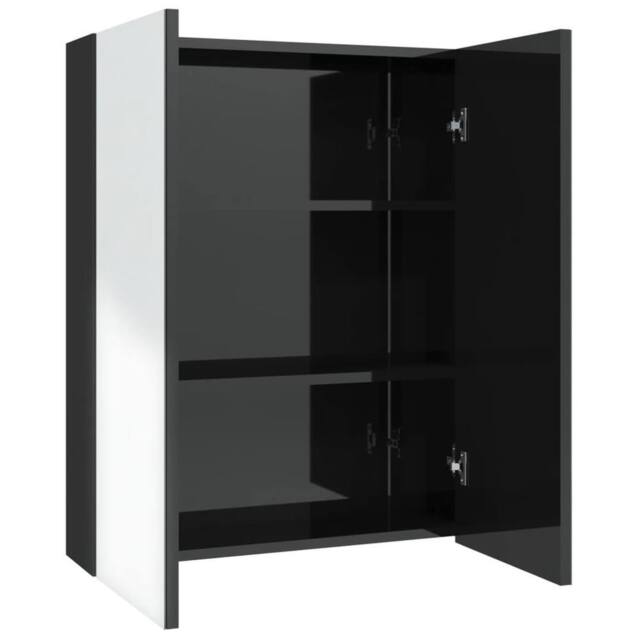 Berkfield Home Bathroom Mirror Cabinet 60x15x75 cm MDF Shining Black - Size: 60 x 15 x 75 cm - image 1