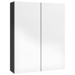 Berkfield Home Bathroom Mirror Cabinet 60x15x75 cm MDF Shining Black - Size: 60 x 15 x 75 cm - thumbnail 4