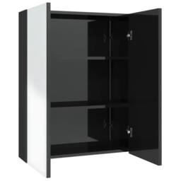 Berkfield Home Bathroom Mirror Cabinet 60x15x75 cm MDF Shining Black - Size: 60 x 15 x 75 cm