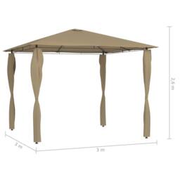 Berkfield Home Gazebo with Post Covers 3x3x2.6 m Taupe 160 g/m ² in Beige - thumbnail 4