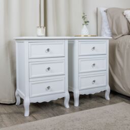 Melody Maison Pair Of White 3 Drawer Bedside Tables - Victoria Range - thumbnail 5