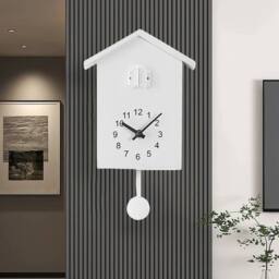 KORVIXA Wall Clock Modern Bird Cuckoo Quartz Clock in White - Size: 100 cm - thumbnail 3