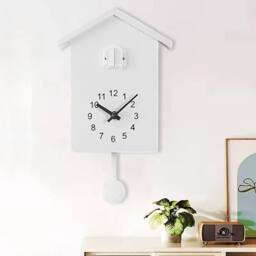 KORVIXA Wall Clock Modern Bird Cuckoo Quartz Clock in White - Size: 100 cm - thumbnail 1