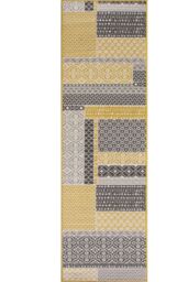 Kukoon Runner Rug Yellow Ochre Grey Traditional Patchwork Area Rug - Size: 70 cm x 300 cm - thumbnail 1