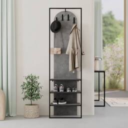 Havendro Retro Grey Tall Slim Hallway Shoe Storage Coat Rack - thumbnail 4