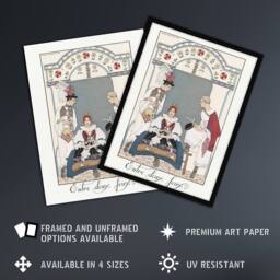"Artery8 Between Two Flames Czech Fashion Barbier Vintage Wall Art Print Poster in White - Size: W12"" x H16""" - thumbnail 2