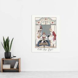 "Artery8 Between Two Flames Czech Fashion Barbier Vintage Wall Art Print Poster in White - Size: W12"" x H16""" - thumbnail 4