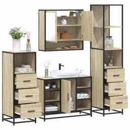 Berkfield Home 4¬†Piece Bathroom Furniture Set¬†Sonoma Oak Engineered Wood - thumbnail 2