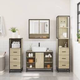 Berkfield Home 4¬†Piece Bathroom Furniture Set¬†Sonoma Oak Engineered Wood - thumbnail 4