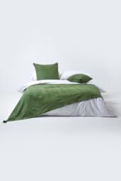 Homescapes Cotton Rajput Ribbed Throw in Dark Olive - Size: 225 cm x 255 cm - thumbnail 3