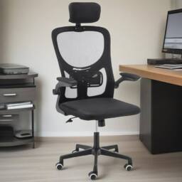 Ventryn Mesh Office Chair Ergonomic 360 Swivel Height Adjustable Desk in Black