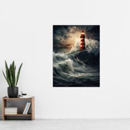 "Artery8 Wall Art Print Lighthouse Against a Stormy Sea Dramatic Seascape Poster Picture - Size: W18"" x H24""" - thumbnail 4