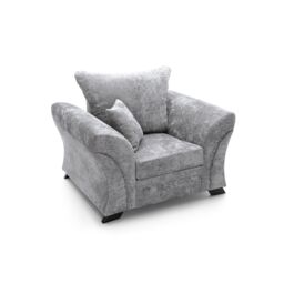 Abakus Direct Farrow Crushed Chenille Armchair in Light Grey - thumbnail 4