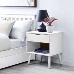 FurnitureboxUK Alma Matte Painted Wooden bedside Table With Single Drawer & Storage Space in White - thumbnail 2
