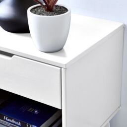 FurnitureboxUK Alma Matte Painted Wooden bedside Table With Single Drawer & Storage Space in White - thumbnail 3