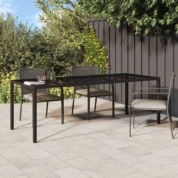 Berkfield Home Garden Dining Table Brown 250x100x75 cm Poly Rattan - Size: 250 x 100 x 75 cm