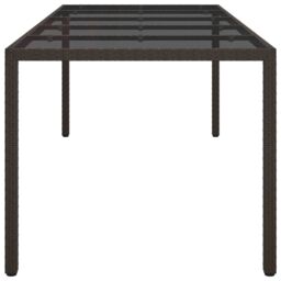 Berkfield Home Garden Dining Table Brown 250x100x75 cm Poly Rattan - Size: 250 x 100 x 75 cm - thumbnail 4