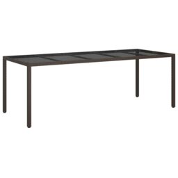 Berkfield Home Garden Dining Table Brown 250x100x75 cm Poly Rattan - Size: 250 x 100 x 75 cm - thumbnail 2