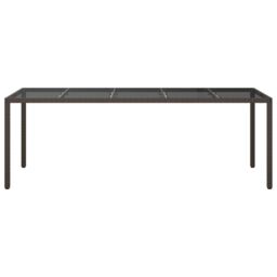 Berkfield Home Garden Dining Table Brown 250x100x75 cm Poly Rattan - Size: 250 x 100 x 75 cm - thumbnail 3