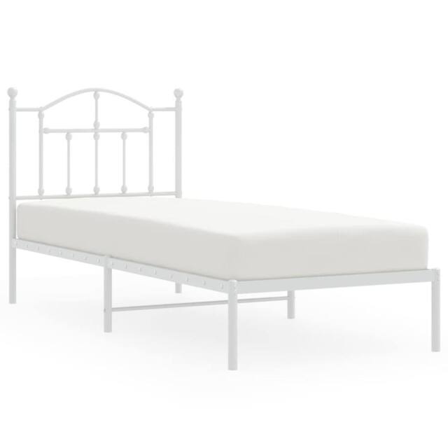 Berkfield Home Metal Bed Frame with Headboard White 80x200 cm - image 1
