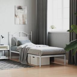 Berkfield Home Metal Bed Frame with Headboard White 80x200 cm - thumbnail 2
