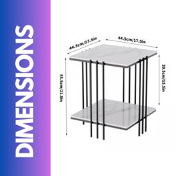 Pirlo Plush 2 Tier Square Faux Marble Side Table Black - thumbnail 6