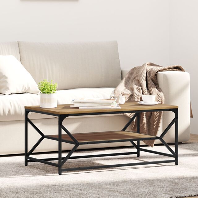 Berkfield Home Coffee Table with Shelf – Artisan Oak, 90x50x40 cm, Made of Engineered Wood in Brown - Size: 90 x 50 x 40 cm - image 1