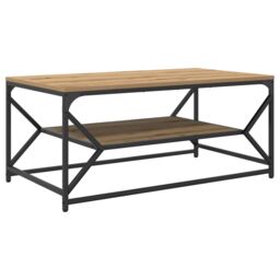 Berkfield Home Coffee Table with Shelf ‚Äì Artisan Oak, 90x50x40 cm, Made of Engineered Wood in Brown - Size: 90 x 50 x 40 cm - thumbnail 7