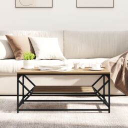 Berkfield Home Coffee Table with Shelf ‚Äì Artisan Oak, 90x50x40 cm, Made of Engineered Wood in Brown - Size: 90 x 50 x 40 cm - thumbnail 4