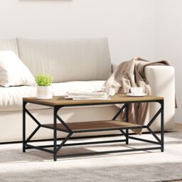 Berkfield Home Coffee Table with Shelf ‚Äì Artisan Oak, 90x50x40 cm, Made of Engineered Wood in Brown - Size: 90 x 50 x 40 cm - thumbnail 1