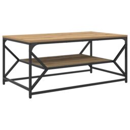 Berkfield Home Coffee Table with Shelf ‚Äì Artisan Oak, 90x50x40 cm, Made of Engineered Wood in Brown - Size: 90 x 50 x 40 cm - thumbnail 2