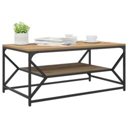 Berkfield Home Coffee Table with Shelf ‚Äì Artisan Oak, 90x50x40 cm, Made of Engineered Wood in Brown - Size: 90 x 50 x 40 cm - thumbnail 3