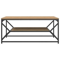 Berkfield Home Coffee Table with Shelf ‚Äì Artisan Oak, 90x50x40 cm, Made of Engineered Wood in Brown - Size: 90 x 50 x 40 cm - thumbnail 5