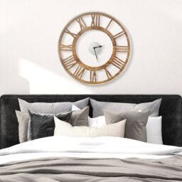 Costway 20 Inch Silent Wall Clock Non-Ticking Large Decorative Modern Wall Clock in Natural - thumbnail 4