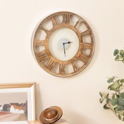 Costway 20 Inch Silent Wall Clock Non-Ticking Large Decorative Modern Wall Clock in Natural - thumbnail 3