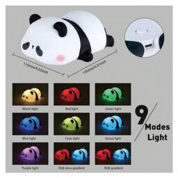 Dragodirect Panda Silicone Lamp Panda Pat Night Bedroom Sleep Light in White - thumbnail 3