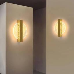 Goeco Gold Wall Light 12W Round Modern LED Wall Lamp Warm White 3000K - thumbnail 4