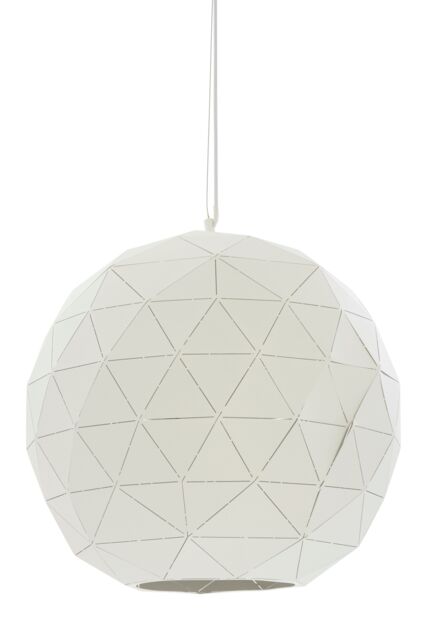 Orsina Medium White Pendant Light, Geometric Steel Hanging Light Fixture, Clean White Shade With Stylish Cut-Outs - image 1