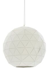 Orsina Medium White Pendant Light, Geometric Steel Hanging Light Fixture, Clean White Shade With Stylish Cut-Outs - thumbnail 1