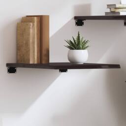 Berkfield Home Wall Shelf Dark Grey 40x60x2 cm Treated Solid Wood Oak in Dark Brown - Size: 40 x 60 x 2 cm - thumbnail 2
