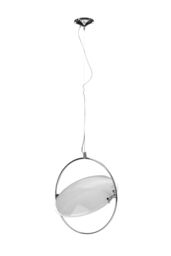 Orsina Small White Glass Pendant Light, Chrome Fitting Hanging Light for Living Room or Bedroom