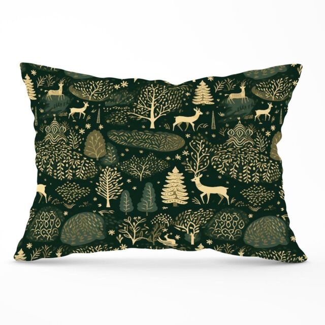 Warren Reed - Designer Green Christmas Woodlands Cushions - Size: 45 cm x 45 cm - image 1