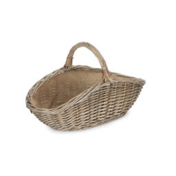 Red Hamper Wicker Antique Wash Harvesting Basket in Grey - Size: Small