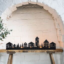 Ivyline Elegant Black Metal Advent Tealight Centrepiece - 70cm Long, 20cm High - Modern Christmas Candle Holder - thumbnail 1