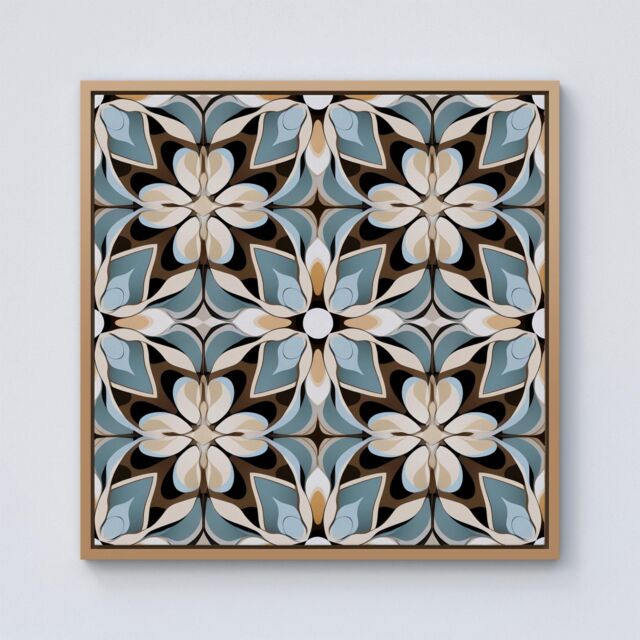Warren Reed - Designer Beige & Brown Abstract Pattern Framed Canvas in Light Brown - Size: w40 inch x h40 inch - image 1