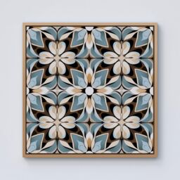 Warren Reed - Designer Beige & Brown Abstract Pattern Framed Canvas in Light Brown - Size: w40 inch x h40 inch - thumbnail 1