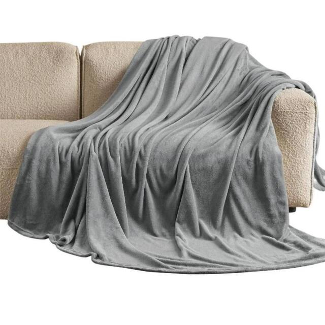 Havendro Light Grey 150 x 200 cm Soft Fleece Blanket Faux Fur Reversible - Size: 150 cm × 200 cm - image 1