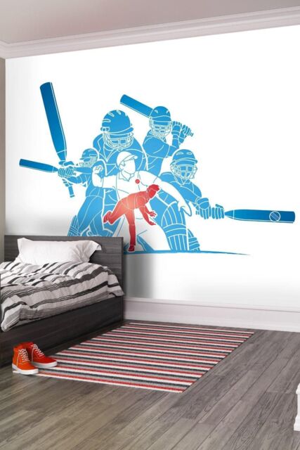 Origin Murals American Footballers Paint Splash Wall Mural in Blue - Size: W350 cm x H280 cm - image 1