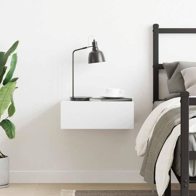 Berkfield Home Classic Floating Nightstand White 40x30x15cm Engineered Wood - Size: 40 x 30 x 15 cm - image 1