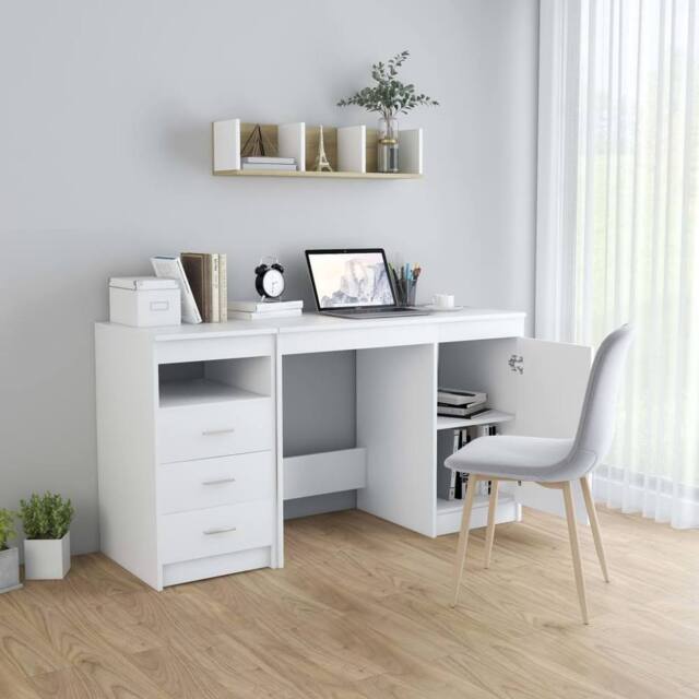 Berkfield Home Modern Desk White 140x50x76 cm Engineered Wood - Size: 140 x 50 x 76 cm - image 1